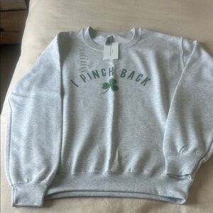 Fringe Studio Heather Gray Crewneck with Green Clover